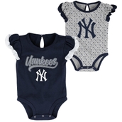 Girls Newborn Navy/Heathered Gray New York Yankees Scream & Shout Two-Pack Bodysuit Set