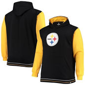 Men's Fanatics Branded Black/Gold Pittsburgh Steelers Big & Tall Block Party Pullover Hoodie