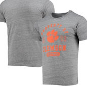League Collegiate Wear Men's Heathered Gray Clemson Tigers Hail Mary Football Victory Falls Tri-Blend T-Shirt