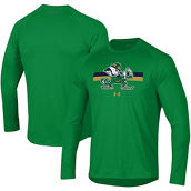 Men's Under Armour Green Notre Dame Fighting Irish Leprechaun Logo Stripe Performance Raglan Long Sleeve T-Shirt