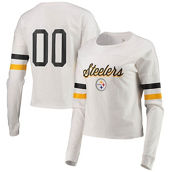 Juniors White Pittsburgh Steelers Carli Crop Long Sleeve T-Shirt