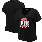 Profile Women's Black Ohio State Buckeyes Plus Size Primary Logo V-Neck T-Shirt