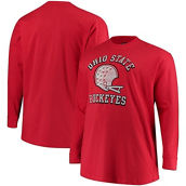 Men's Profile Scarlet Ohio State Buckeyes Big & Tall Distressed Helmet Logo Long Sleeve T-Shirt