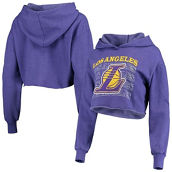 Majestic Threads Women's Threads Purple Los Angeles Lakers Repeat Cropped Tri-Blend Pullover Hoodie