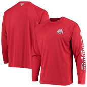 Men's Columbia PFG Scarlet Ohio State Buckeyes Terminal Tackle Omni-Shade Long Sleeve T-Shirt