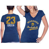 Women's Majestic Threads Draymond Green Royal Golden State Warriors Name & Number Tri-Blend V-Neck T-Shirt
