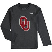 Youth Nike Heathered Gray Oklahoma Sooners Legend Logo Long Sleeve Performance T-Shirt