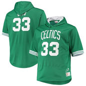 Men's Mitchell & Ness Larry Bird Kelly Green/White Boston Celtics Big & Tall Name & Number Short Sleeve Hoodie