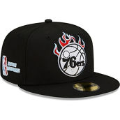 Men's New Era Black Philadelphia 76ers Eastern Conference Fire 59FIFTY Fitted Hat