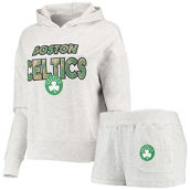 Women's Concepts Sport Cream Boston Celtics Crossfield Long Sleeve Hoodie Top & Shorts Sleep Set