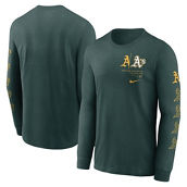 Men's Nike Green Oakland Athletics Team Slider Tri-Blend Long Sleeve T-Shirt