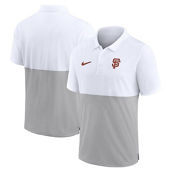 Men's Nike White/Silver San Francisco Giants Team Baseline Striped Performance Polo