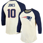 Majestic Threads Men's Threads Mac Jones Cream/Navy New England Patriots Player Name & Number Raglan 3/4-Sleeve T-Shirt