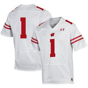 Under Armour Men's #1 White Wisconsin Badgers Premier Football Jersey