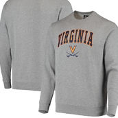 Men's Colosseum Heathered Gray Virginia Cavaliers Team Arch & Logo Tackle Twill Pullover Sweatshirt