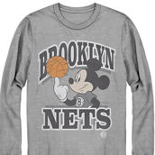 Men's Junk Food Gray Brooklyn Nets Disney Mickey Team Spirit Long Sleeve T-Shirt