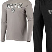 Men's Concepts Sport Black/Gray Brooklyn Nets Long Sleeve T-Shirt & Pants Sleep Set