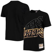 Men's Mitchell & Ness Black Los Angeles Lakers Big & Tall Hardwood Classics Big Face 4.0 T-Shirt