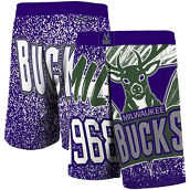 Men's Mitchell & Ness Purple Milwaukee Bucks Hardwood Classics Jumbotron Sublimated Shorts