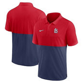 Men's Nike Red/Navy St. Louis Cardinals Team Baseline Striped Performance Polo