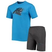 Men's Concepts Sport Charcoal/Blue Carolina Panthers Meter T-Shirt & Shorts Sleep Set