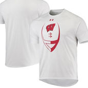Men's Under Armour White Wisconsin Badgers Football Icon Raglan T-Shirt