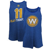 Men's Majestic Threads Klay Thompson Royal Golden State Warriors Name & Number Tri-Blend Tank Top
