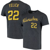 Majestic Threads Men's Threads Christian Yelich Navy Milwaukee Brewers Name & Number Tri-Blend T-Shirt