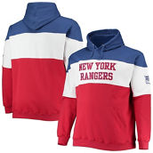 Men's Fanatics Branded Blue/Red New York Rangers Big & Tall Colorblock Fleece Hoodie
