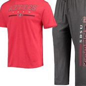 Concepts Sport Men's Heathered Charcoal/Cardinal San Diego State Aztecs Meter T-Shirt & Pants Sleep Set