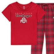 Women's Scarlet/Black Ohio State Buckeyes Plus Size Lodge T-Shirt and Pants Sleep Set