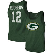 Majestic Threads Men's Aaron Rodgers Green Green Bay Packers Name & Number Tri-Blend Tank Top