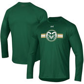 Men's Under Armour Green Colorado State Rams Logo Stripe Performance Raglan Long Sleeve T-Shirt