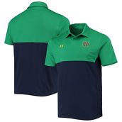 Men's Under Armour Green/Navy Notre Dame Fighting Irish 2022 Blocked Coaches Performance Polo