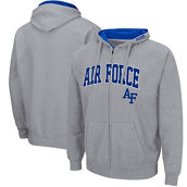 Men's Colosseum Heathered Gray Air Force Falcons Arch & Logo 3.0 Full-Zip Hoodie