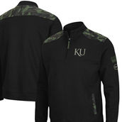 Colosseum Men's Black Kansas Jayhawks OHT Military Appreciation Commo Fleece Quarter-Zip Jacket