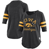 Women's Pressbox Black Iowa Hawkeyes Plus Size Jade Vintage Washed 3/4-Sleeve Jersey T-Shirt