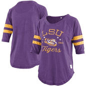 Women's Pressbox Purple LSU Tigers Plus Size Jade Vintage Washed 3/4-Sleeve Jersey T-Shirt