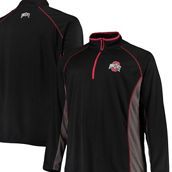 Profile Men's Black Ohio State Buckeyes Big & Tall Textured Raglan Quarter-Zip Jacket