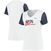 Nike Women's White USA Hockey Color Block Slub Performance V-Neck T-Shirt