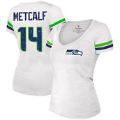 Women's Fanatics Branded DK Metcalf White Seattle Seahawks Fashion Player Name & Number V-Neck T-Shirt