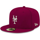 Men's New Era Cardinal New York Mets Logo White 59FIFTY Fitted Hat