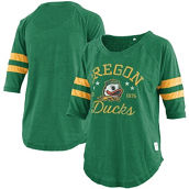 Women's Pressbox Green Oregon Ducks Plus Size Jade Vintage Washed 3/4-Sleeve Jersey T-Shirt