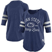 Women's Pressbox Navy Penn State Nittany Lions Plus Size Jade Vintage Washed 3/4-Sleeve Jersey T-Shirt