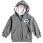 Soft as a Grape Toddler Heathered Gray Toronto Blue Jays Baseball Print Full-Zip Hoodie
