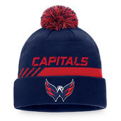 Men's Fanatics Branded Navy/Red Washington Capitals Authentic Pro Team Locker Room Cuffed Knit Hat with Pom