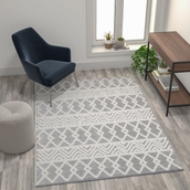 Flash Furniture Indoor Geometric Area Rug - Hand Woven Area Rug with Diamond Pattern, Polyester/Cotton Blend