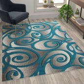 Flash Furniture Willow Collection Modern High-Low Pile Swirled Area Rug - Olefin Accent Rug - Entryway, Bedroom, Living Room