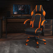 Flash Furniture X40 Gaming Chair Racing Ergonomic Computer Chair with Fully Reclining Back/Arms, Slide-Out Footrest, Massaging Lumbar