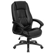 Flash Furniture High Back LeatherSoft Executive Swivel Ergonomic Office Chair with Deep Curved Lumbar and Arms